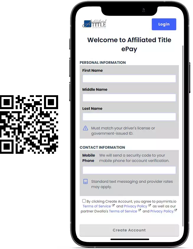 Earnest Money Deposit Mobile & QR code